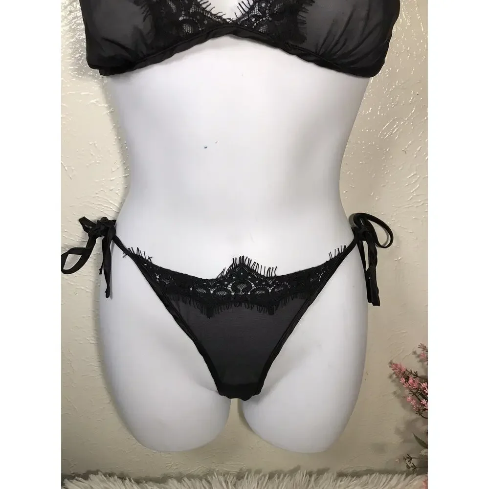 Women Lingerie Sexy Two Piece Eyelash Bra and Panty Strappy Babydoll Strappy S/M